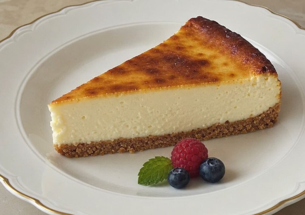 Tarta de queso de la casa de La Reinosa, restaurante cántabro en Madrid